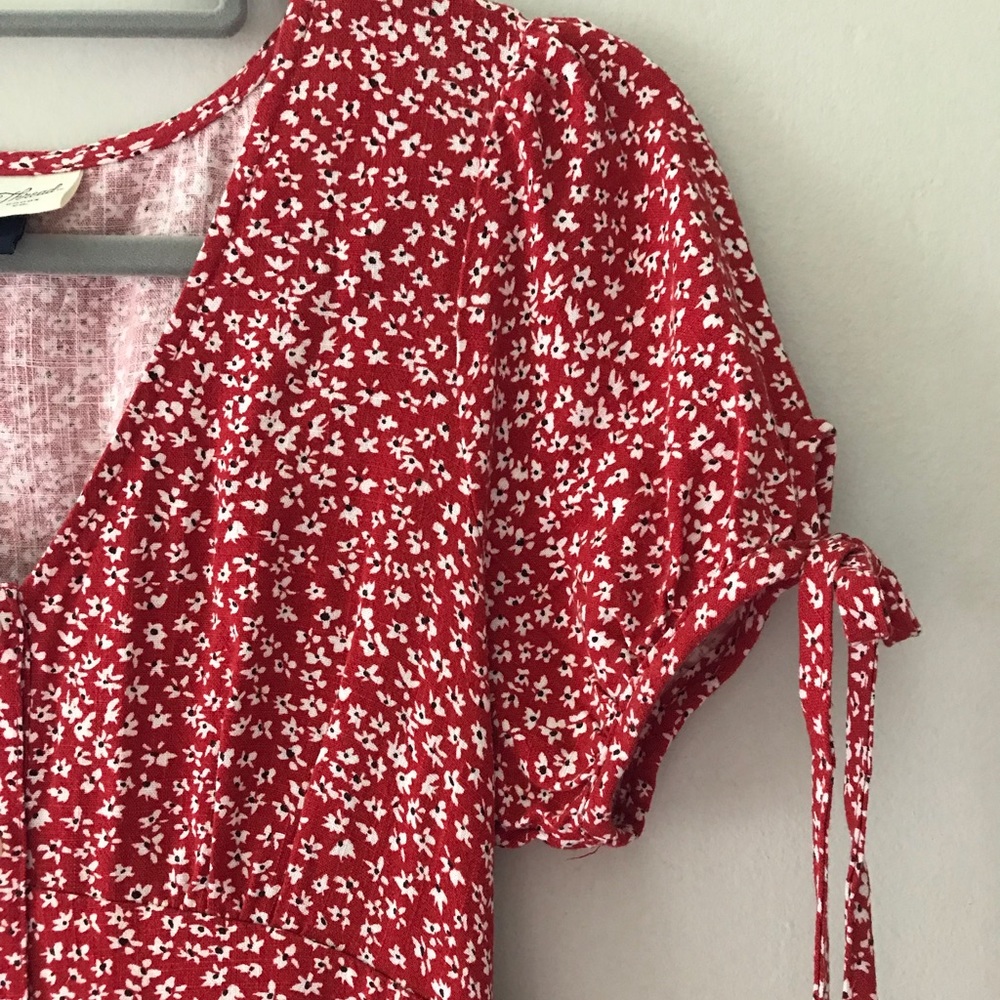 Red Floral Midi Dress